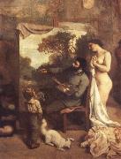 Gustave Courbet Das Atelier.Ausschnitt:Der Maler oil